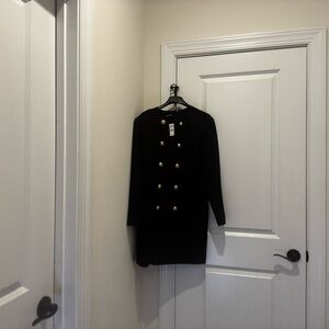 Express Black Long Sleeve Dress with Gold Buttons
